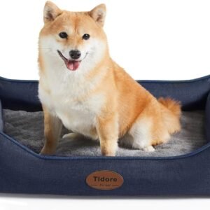 Tidore Orthopedic Dog Beds for Medium Large Dogs, Durable Egg Crate Foam Sofa Dog Bed with Washable Removable Cover, Waterproof Lining and Nonskid Bottom, Pet Bed for Large Dogs (Navy Blue, Medium)