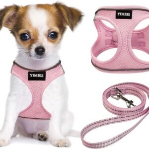 YIMEIS Dog Harness and Leash No Pull Reflective Soft Mesh Set
